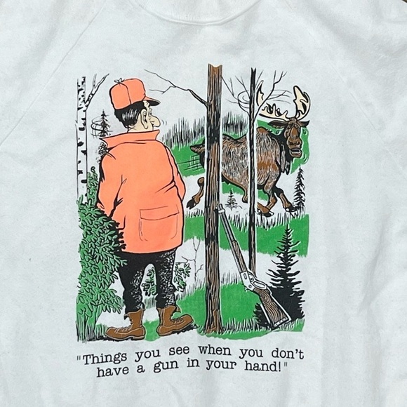 Vintage Funny Deer Hunter Hunting 1980s Screen Stars Humor Crewneck Sweatshirt - Picture 2 of 5